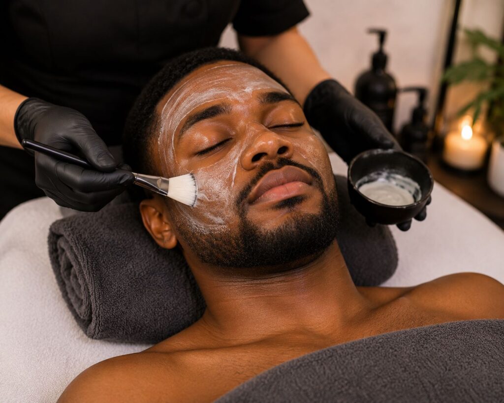 A man receiving facials in Sweetbrook Massage SPA
