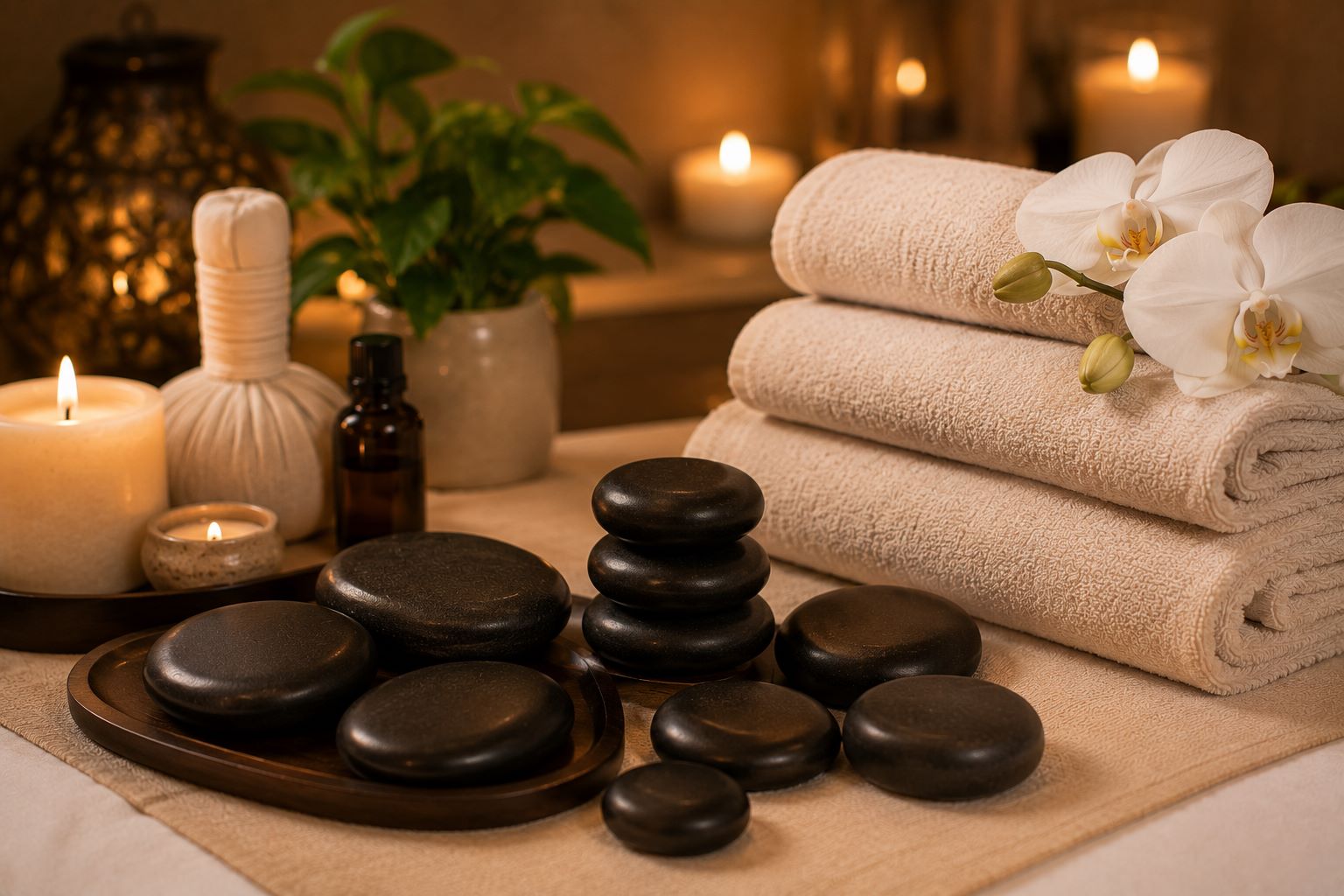 Professional hot stone massage session in Ikeja Lagos